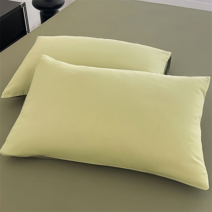 91家纺网 家纺一手货源 找家纺 多品家纺 2024新款全棉纯色双拼四件套 竹纱绿