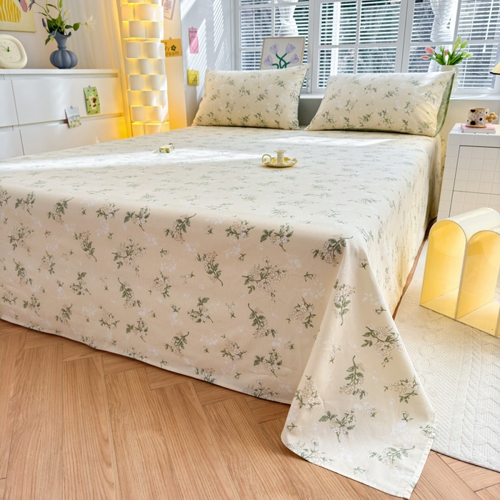 91家纺网 家纺一手货源 找家纺 清雅福 2024新款全棉13372小清新单床单 茶艺