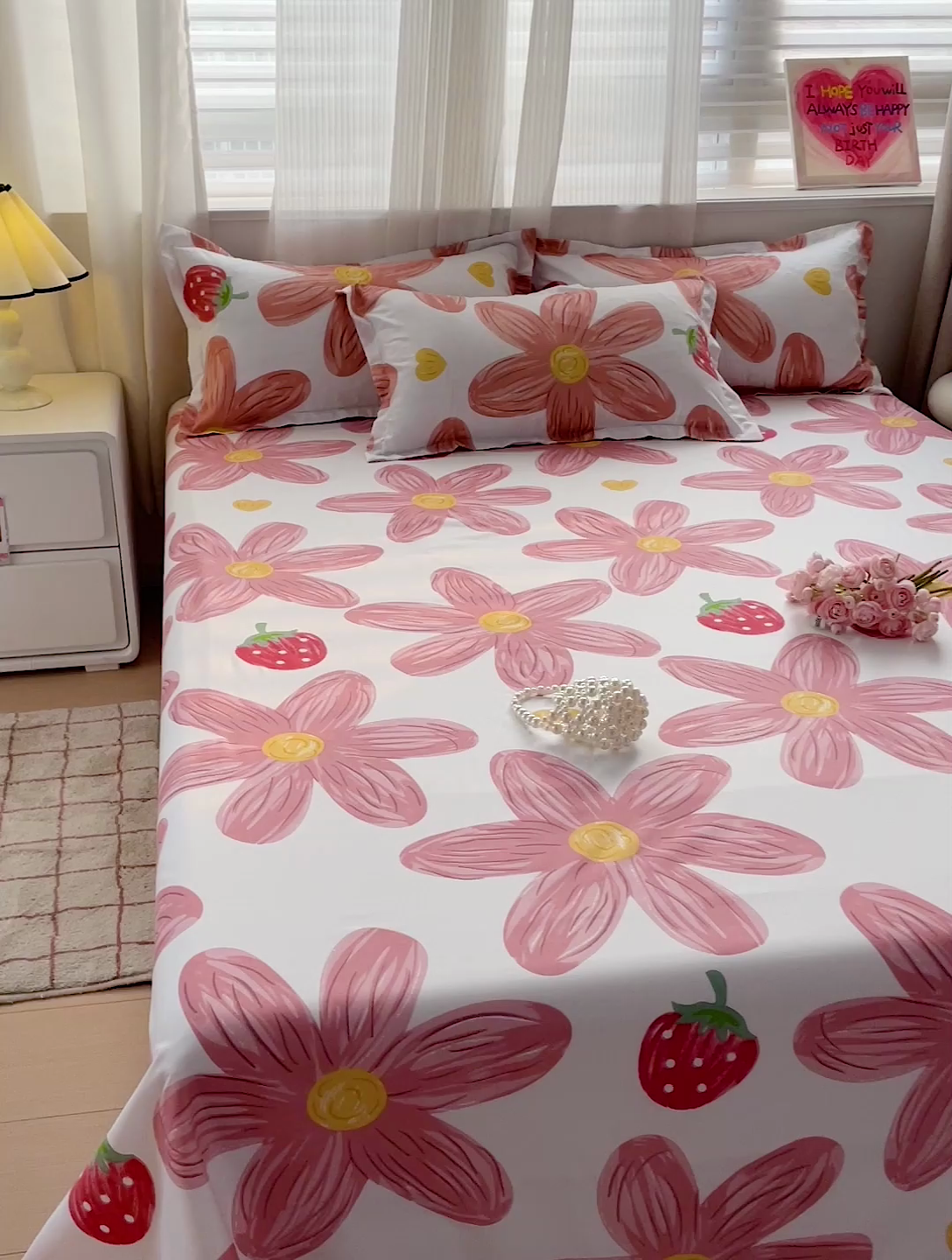 91家纺网 家纺一手货源 找家纺 楠沐家纺  2025年新款亲肤水洗棉芦荟棉印花床单系列 阳光花苑