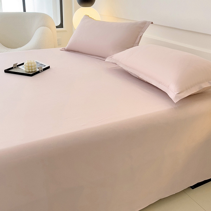 91家纺网 家纺一手货源 找家纺 楠沐家纺  2025年新款纯色亲肤芦荟棉水洗棉床单系列床单枕套 粉红