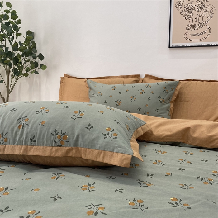 91家纺网 家纺一手货源 找家纺 橙艺家居 2024新款全棉臻品柔棉立体小宽边四件套 奈雪-绿