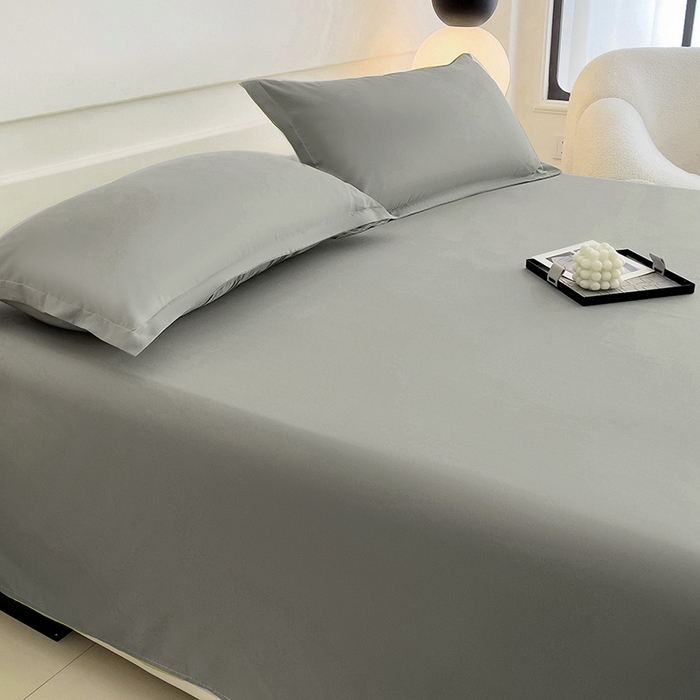 91家纺网 家纺一手货源 找家纺 楠沐家纺  2025年新款纯色亲肤芦荟棉水洗棉床单系列床单枕套 灰色