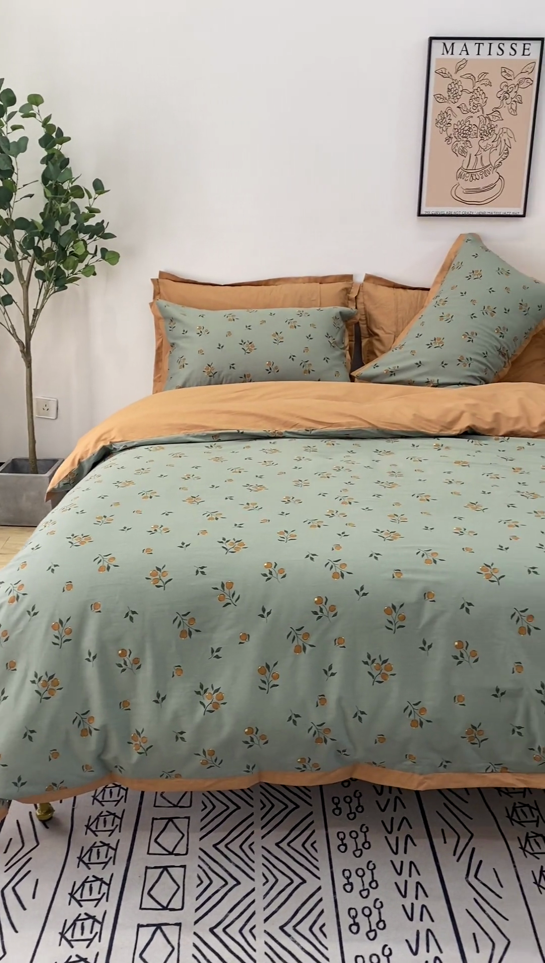 91家纺网 家纺一手货源 找家纺 橙艺家居 2024新款全棉臻品柔棉立体小宽边四件套 奈雪-绿