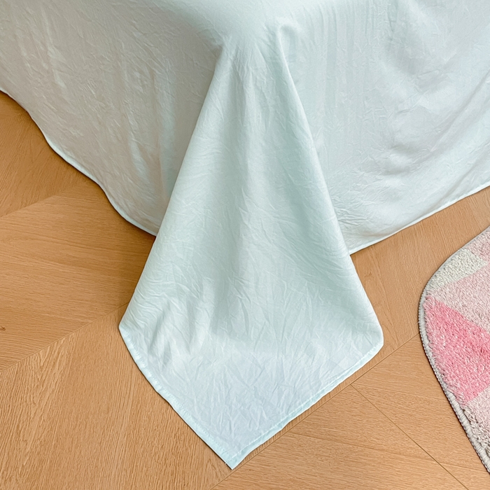 91家纺网 家纺一手货源 找家纺 AB家纺 2024新款水洗棉绣花四件套-唯一系列 唯一天水绿