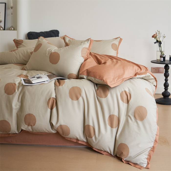 91家纺网 家纺一手货源 找家纺 橙艺家居 2024新款全棉臻品柔棉立体小宽边四件套 圆妙-桔