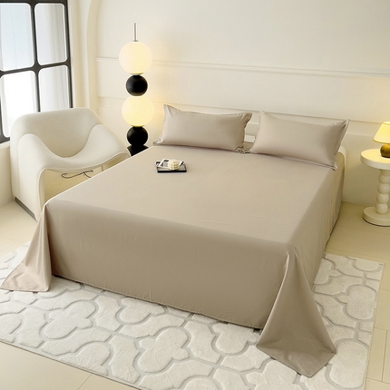 91家纺网 家纺一手货源 找家纺 （总）楠沐家纺  2025年新款纯色亲肤芦荟棉水洗棉床单系列-床单枕套