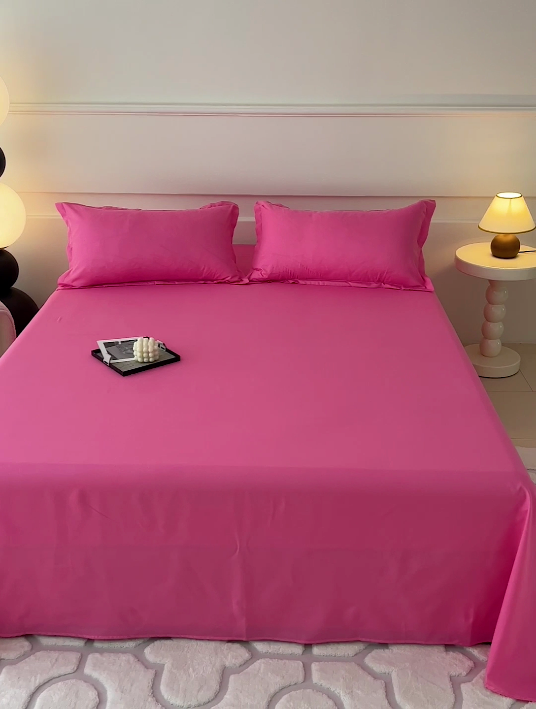 91家纺网 家纺一手货源 找家纺 楠沐家纺  2025年新款纯色亲肤芦荟棉水洗棉床单系列床单枕套 玖红