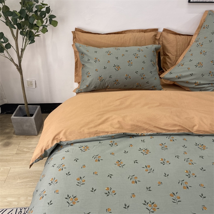 91家纺网 家纺一手货源 找家纺 橙艺家居 2024新款全棉臻品柔棉立体小宽边四件套 奈雪-绿