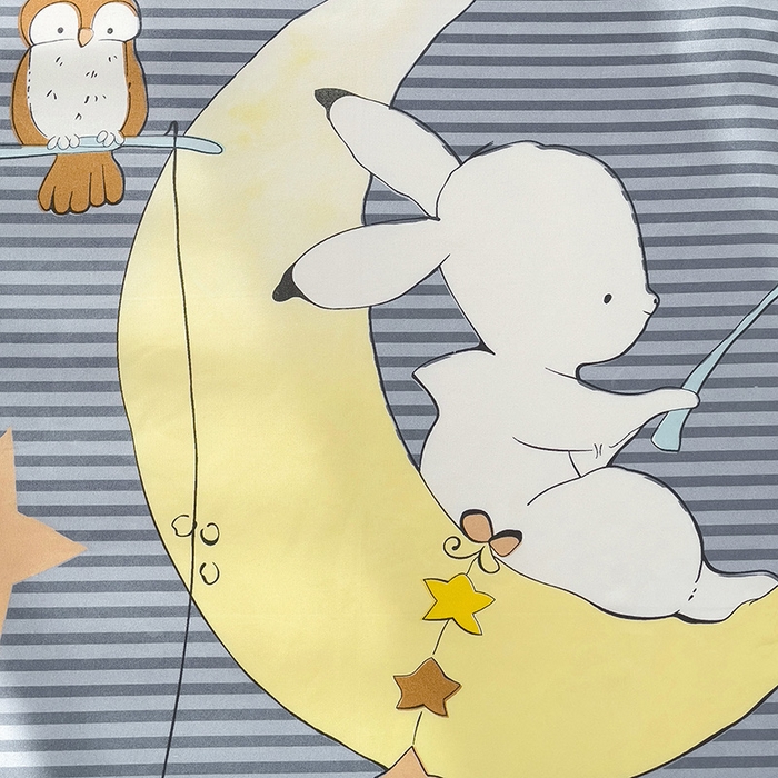 91家纺网 家纺一手货源 找家纺 楠沐家纺  2025年新款亲肤水洗棉芦荟棉印花床单系列 月兔