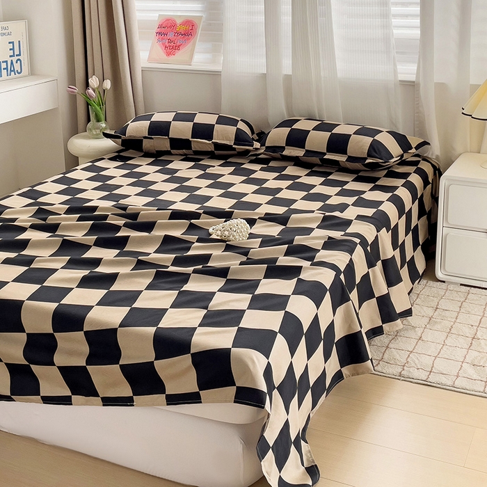 91家纺网 家纺一手货源 找家纺 楠沐家纺  2025年新款亲肤水洗棉芦荟棉印花床单系列 米卡