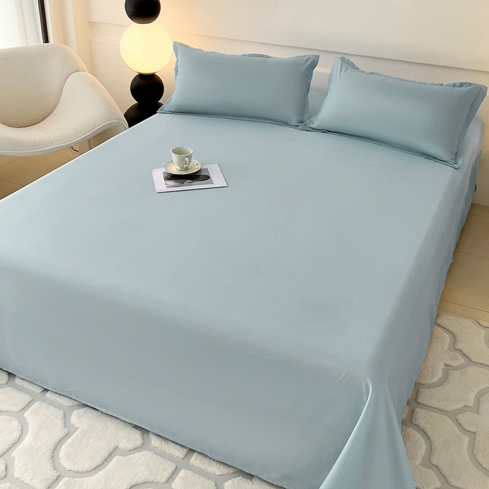 91家纺网 家纺一手货源 找家纺 楠沐家纺  2025年新款纯色亲肤芦荟棉水洗棉床单系列床单枕套 浅灰