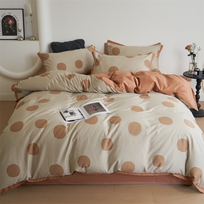 91家纺网 家纺一手货源 找家纺 橙艺家居 2024新款全棉臻品柔棉立体小宽边四件套 圆妙-桔