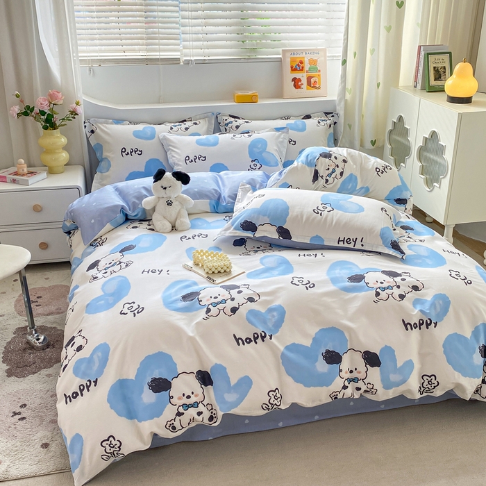 91家纺网 家纺一手货源 找家纺 朵安家纺 2024新款12868全棉四件套系列-四件套 斑点狗