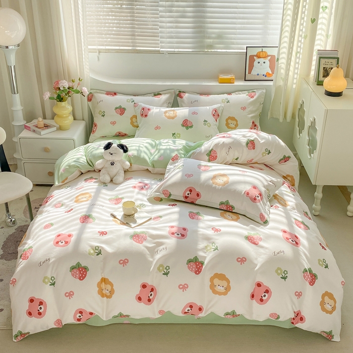 91家纺网 家纺一手货源 找家纺 朵安家纺 2024新款12868全棉四件套系列-四件套 草莓熊