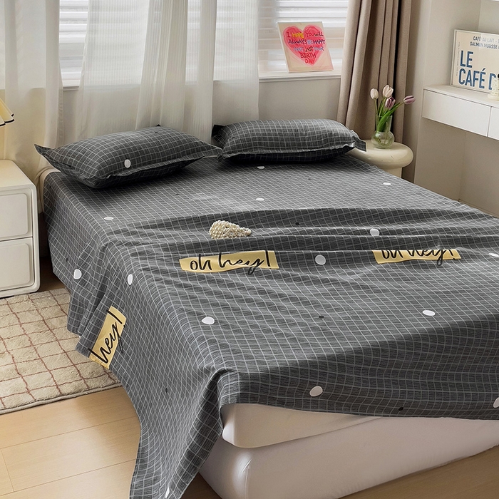 91家纺网 家纺一手货源 找家纺 楠沐家纺  2025年新款亲肤水洗棉芦荟棉印花床单系列 潮格