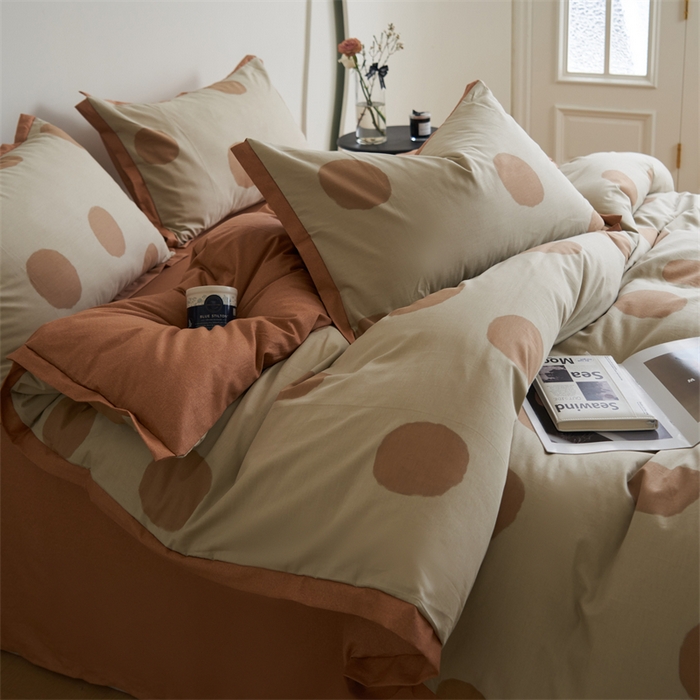 91家纺网 家纺一手货源 找家纺 橙艺家居 2024新款全棉臻品柔棉立体小宽边四件套 圆妙-桔