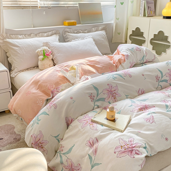 91家纺网 家纺一手货源 找家纺 朵安家纺 2024新款12868全棉单被套系列 清水百合