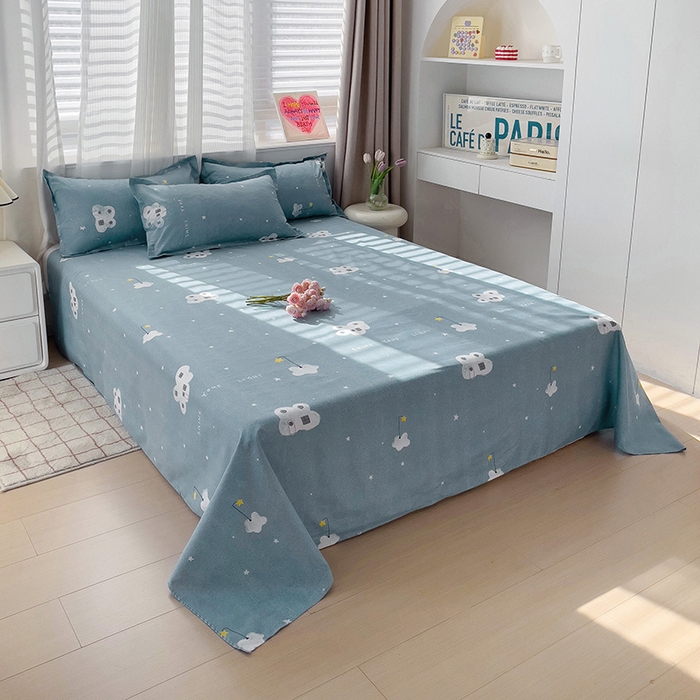 91家纺网 家纺一手货源 找家纺 楠沐家纺  2025年新款亲肤水洗棉芦荟棉印花床单系列 星星点灯