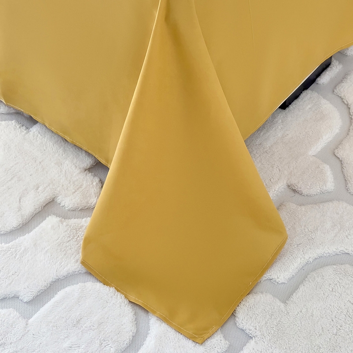 91家纺网 家纺一手货源 找家纺 楠沐家纺  2025年新款纯色亲肤芦荟棉水洗棉床单系列床单枕套 金色