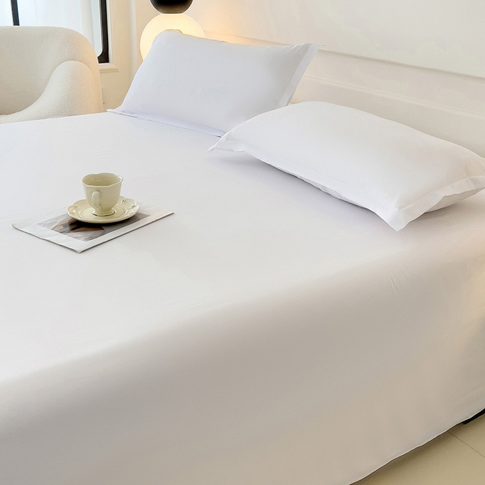 91家纺网 家纺一手货源 找家纺 楠沐家纺  2025年新款纯色亲肤芦荟棉水洗棉床单系列床单枕套 本白