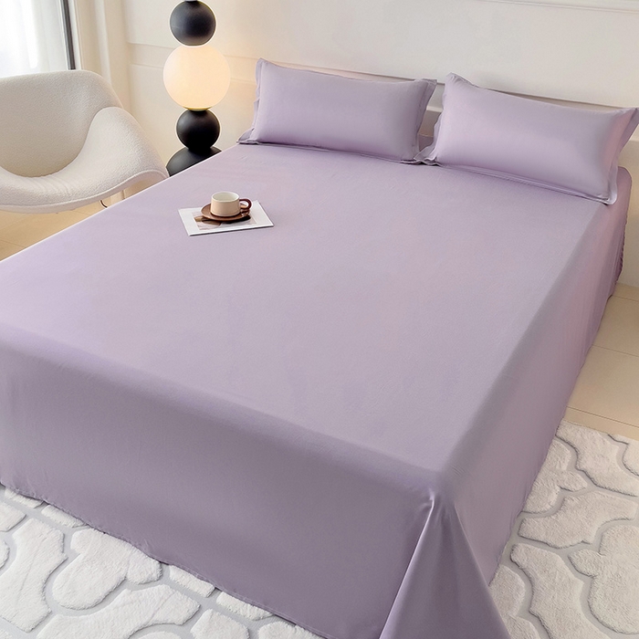 91家纺网 家纺一手货源 找家纺 楠沐家纺  2025年新款纯色亲肤芦荟棉水洗棉床单系列床单枕套 浅紫