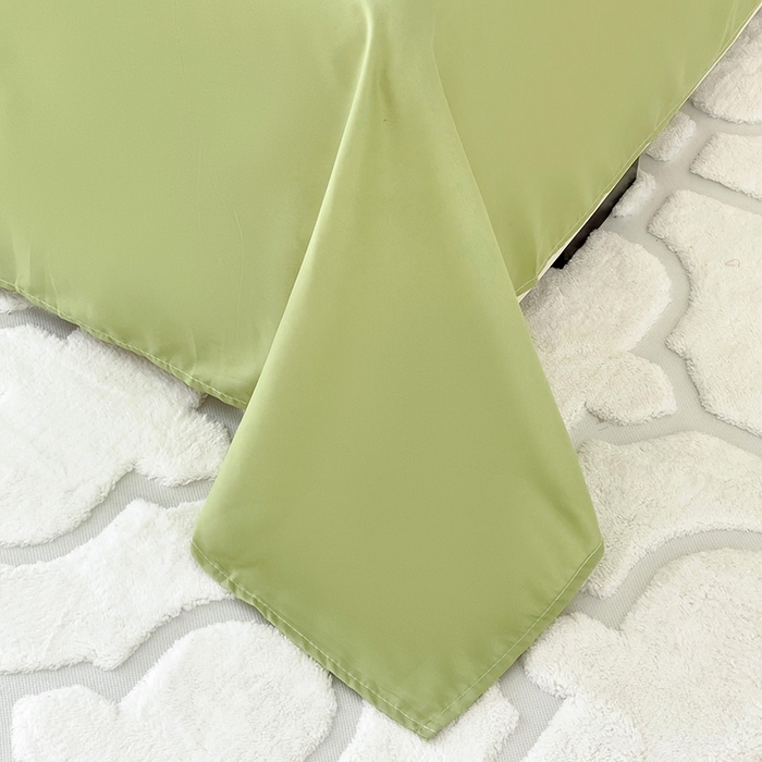 91家纺网 家纺一手货源 找家纺 楠沐家纺  2025年新款纯色亲肤芦荟棉水洗棉床单系列床单枕套 果绿