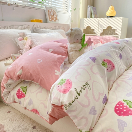 朵安家纺 2024新款12868全棉单被套系列 水晶草莓