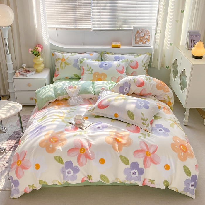 91家纺网 家纺一手货源 找家纺 朵安家纺 2024新款12868全棉四件套系列-四件套 草莓仙子