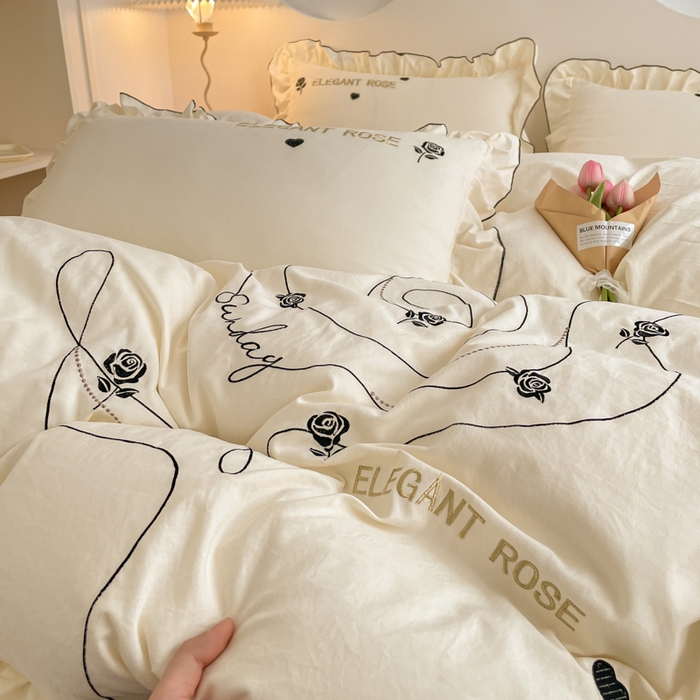 91家纺网 家纺一手货源 找家纺 （总）AB家纺 2024新款水洗棉绣花四件套-唯一系列