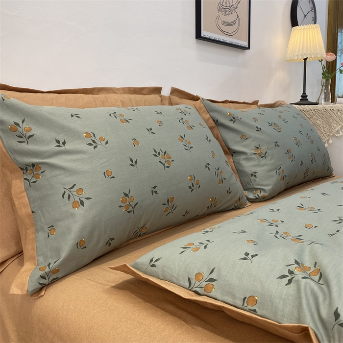 91家纺网 家纺一手货源 找家纺 橙艺家居 2024新款全棉臻品柔棉立体小宽边四件套 奈雪-绿