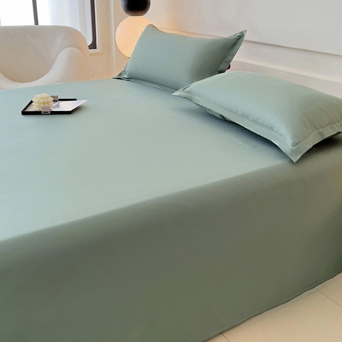 91家纺网 家纺一手货源 找家纺 楠沐家纺  2025年新款纯色亲肤芦荟棉水洗棉床单系列床单枕套 军绿
