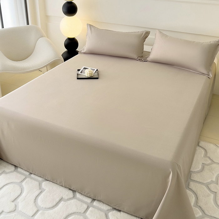 91家纺网 家纺一手货源 找家纺 楠沐家纺  2025年新款纯色亲肤芦荟棉水洗棉床单系列床单枕套 浅驼