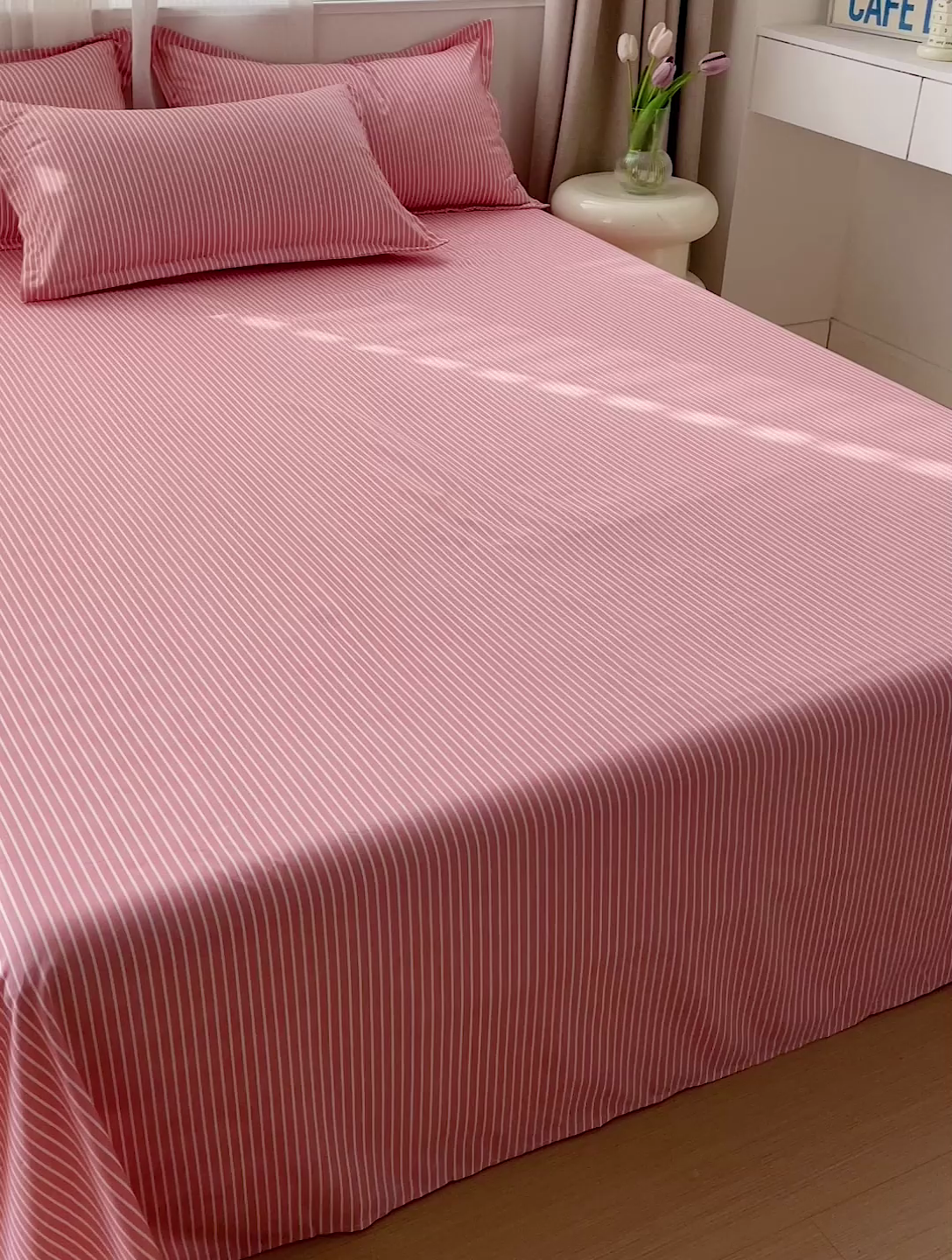 91家纺网 家纺一手货源 找家纺 楠沐家纺  2025年新款亲肤水洗棉芦荟棉印花床单系列 条纹