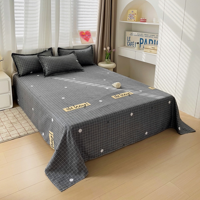 91家纺网 家纺一手货源 找家纺 楠沐家纺  2025年新款亲肤水洗棉芦荟棉印花床单系列 潮格