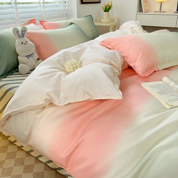 91家纺网 家纺一手货源 找家纺 楠沐家纺 2025新款亲肤柔软水洗棉磨毛印花被套 松石粉绿