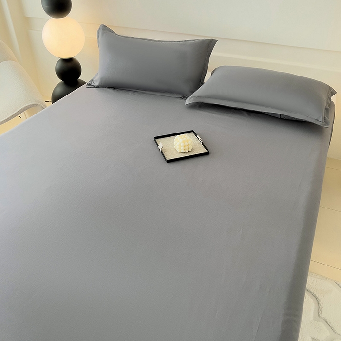 91家纺网 家纺一手货源 找家纺 楠沐家纺  2025年新款纯色亲肤芦荟棉水洗棉床单系列床单枕套 深灰