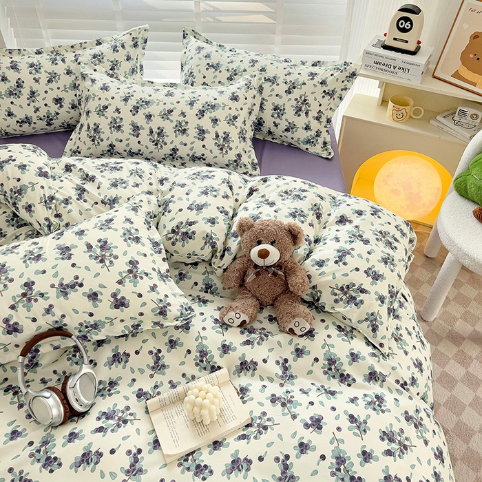 91家纺网 家纺一手货源 找家纺 楠沐家纺 2025新款亲肤柔软水洗棉磨毛印花被套 紫雅