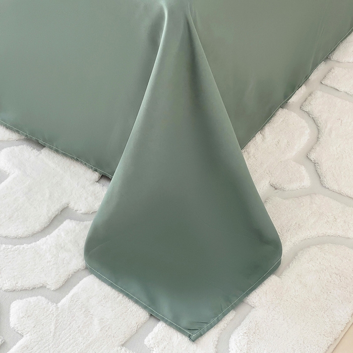 91家纺网 家纺一手货源 找家纺 楠沐家纺  2025年新款纯色亲肤芦荟棉水洗棉床单系列床单枕套 军绿