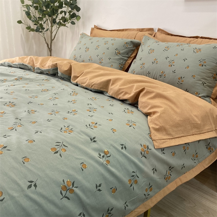 91家纺网 家纺一手货源 找家纺 橙艺家居 2024新款全棉臻品柔棉立体小宽边四件套 奈雪-绿