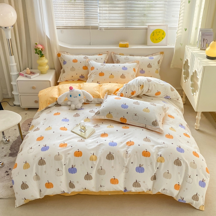 91家纺网 家纺一手货源 找家纺 朵安家纺 2024新款12868全棉四件套系列-四件套 思念南瓜