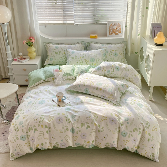 91家纺网 家纺一手货源 找家纺 朵安家纺 2024新款12868全棉四件套系列-四件套 花韵清香