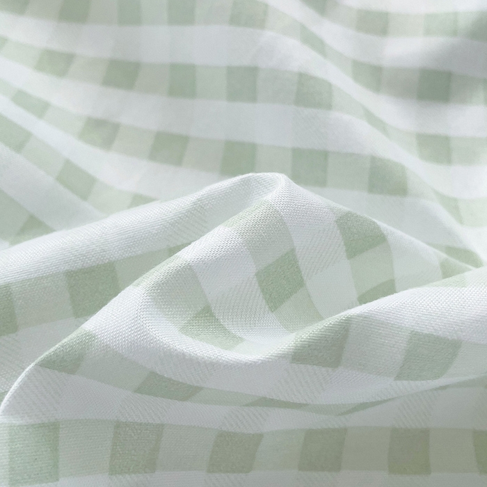 91家纺网 家纺一手货源 找家纺 楠沐家纺  2025年新款亲肤水洗棉芦荟棉印花床单系列 小绿格