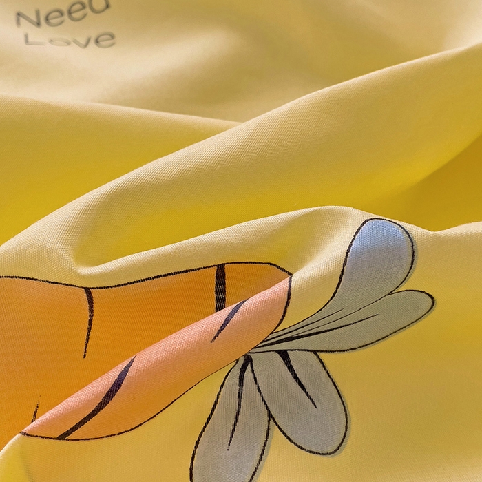 91家纺网 家纺一手货源 找家纺 楠沐家纺  2025年新款亲肤水洗棉芦荟棉印花床单系列 开心萝卜