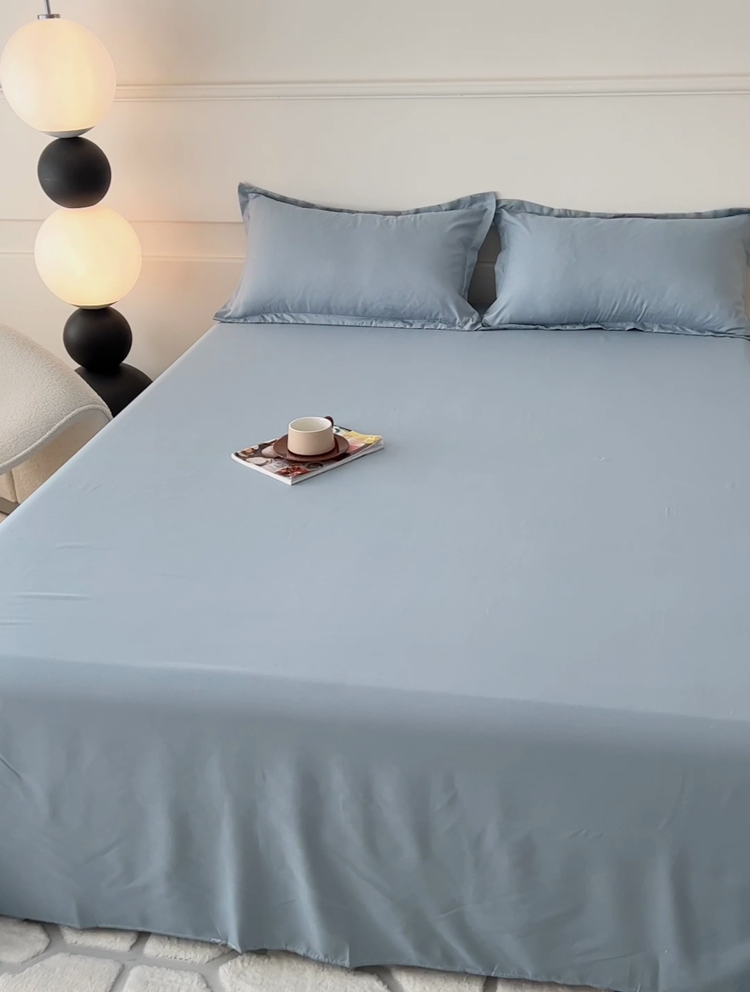 91家纺网 家纺一手货源 找家纺 楠沐家纺  2025年新款纯色亲肤芦荟棉水洗棉床单系列床单枕套 浅灰