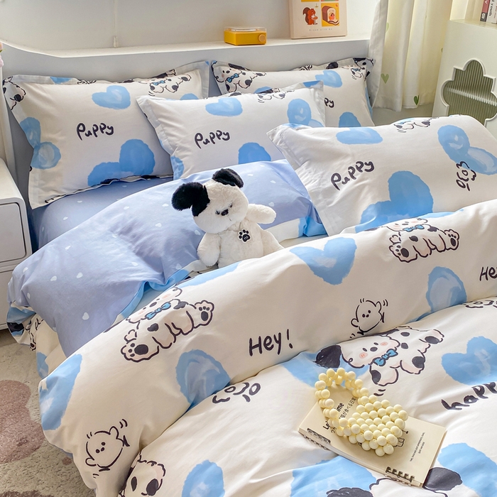 91家纺网 家纺一手货源 找家纺 朵安家纺 2024新款12868全棉四件套系列-四件套 斑点狗