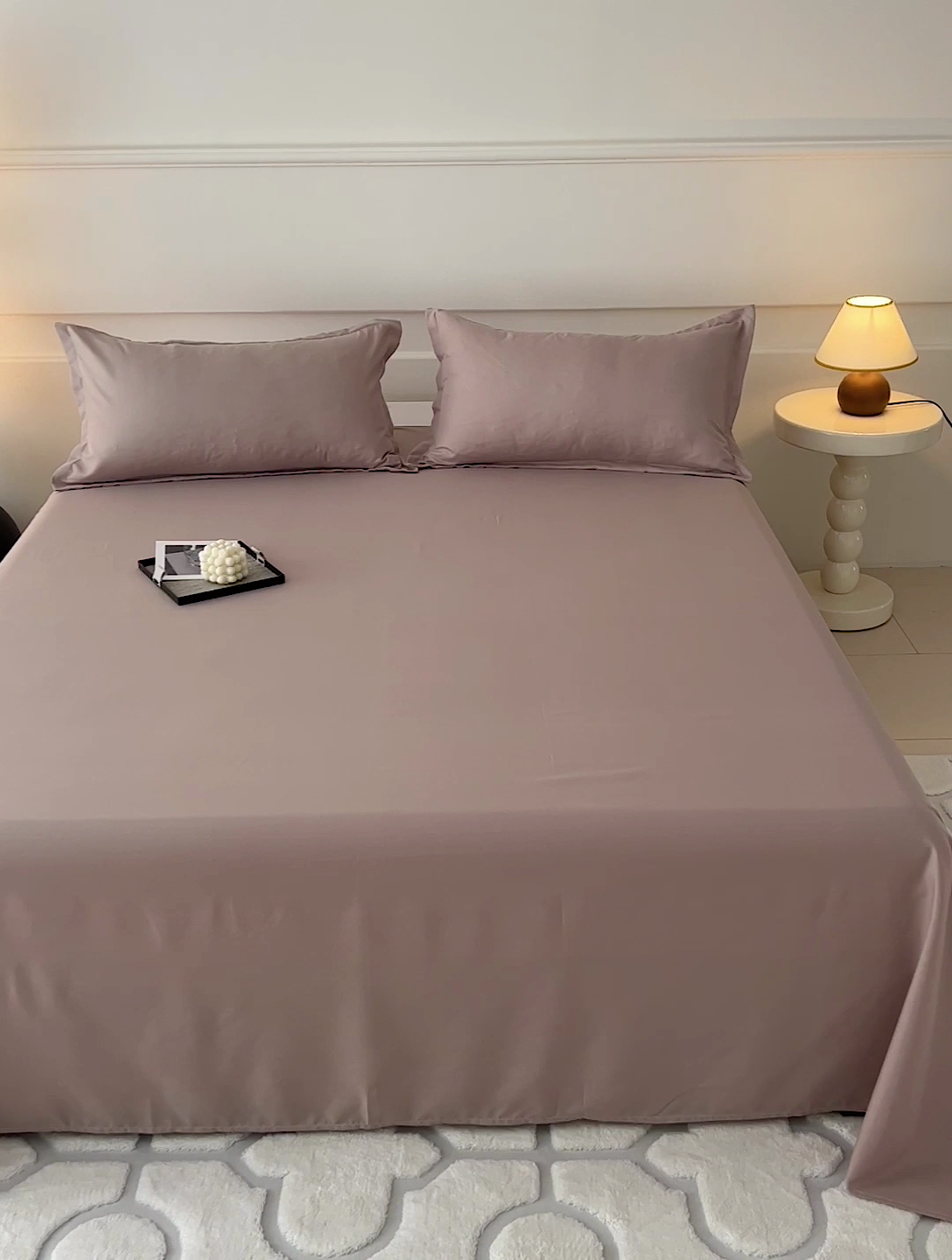 91家纺网 家纺一手货源 找家纺 楠沐家纺  2025年新款纯色亲肤芦荟棉水洗棉床单系列床单枕套 浅驼