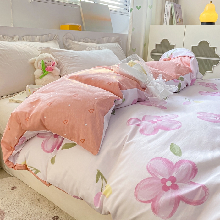 91家纺网 家纺一手货源 找家纺 朵安家纺 2024新款12868全棉单被套系列 春熙-粉