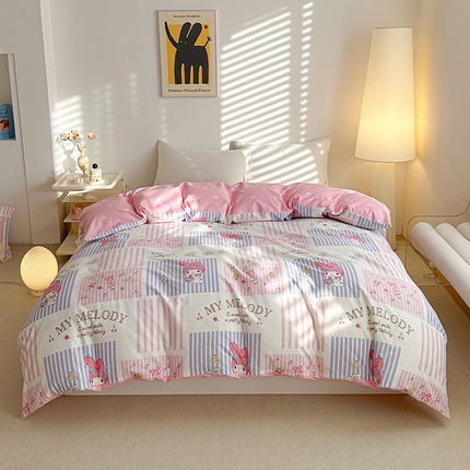 91家纺网 家纺一手货源 找家纺 爱丽丝 2024新款全棉三丽鸥新品系列-单被套 少女美乐蒂