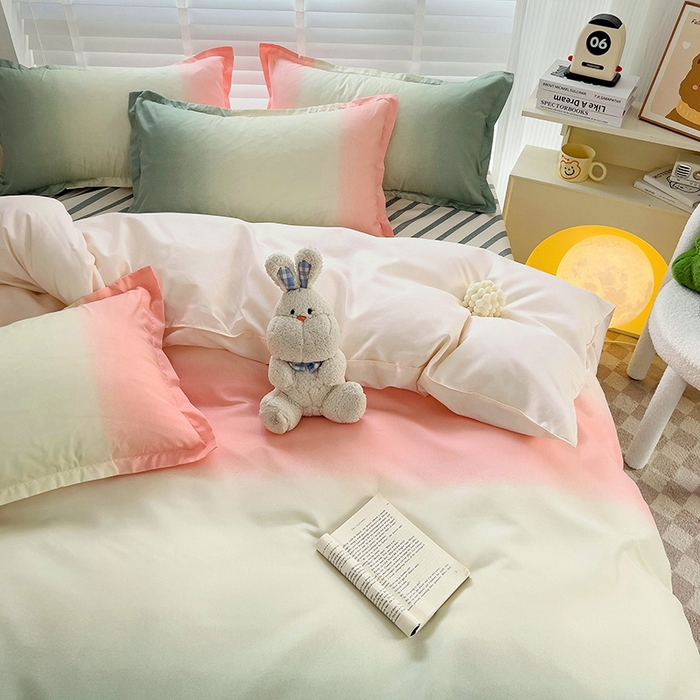 91家纺网 家纺一手货源 找家纺 楠沐家纺 2025新款亲肤柔软水洗棉磨毛印花被套 松石粉绿