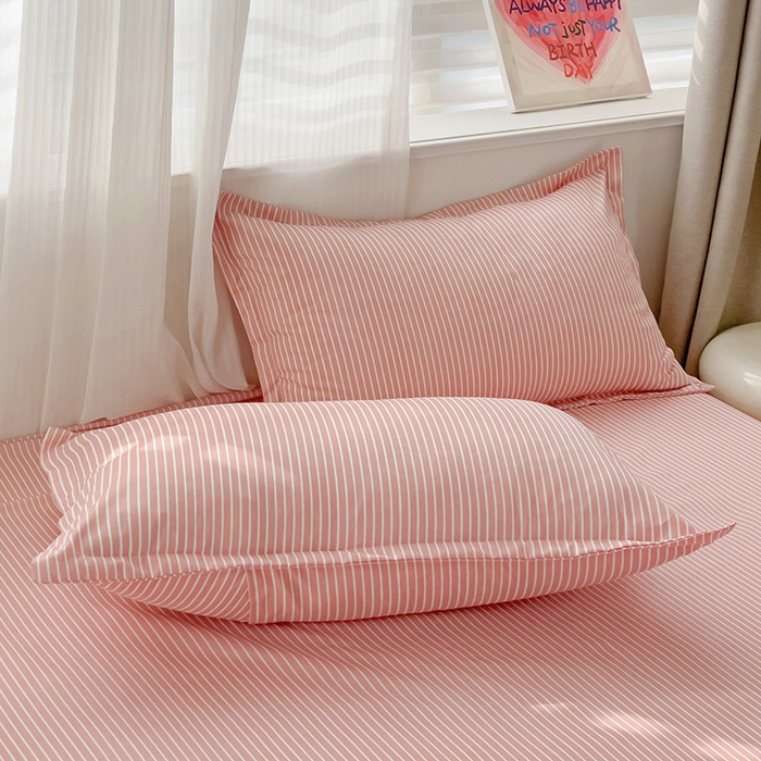 91家纺网 家纺一手货源 找家纺 楠沐家纺  2025年新款亲肤水洗棉芦荟棉印花床单系列 条纹